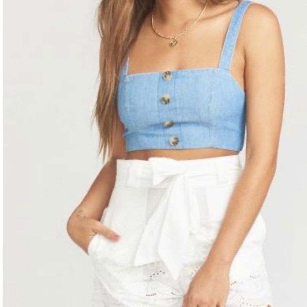 Show Me Your MuMu Adeline Chambray Denim Corset Top Festival NWT